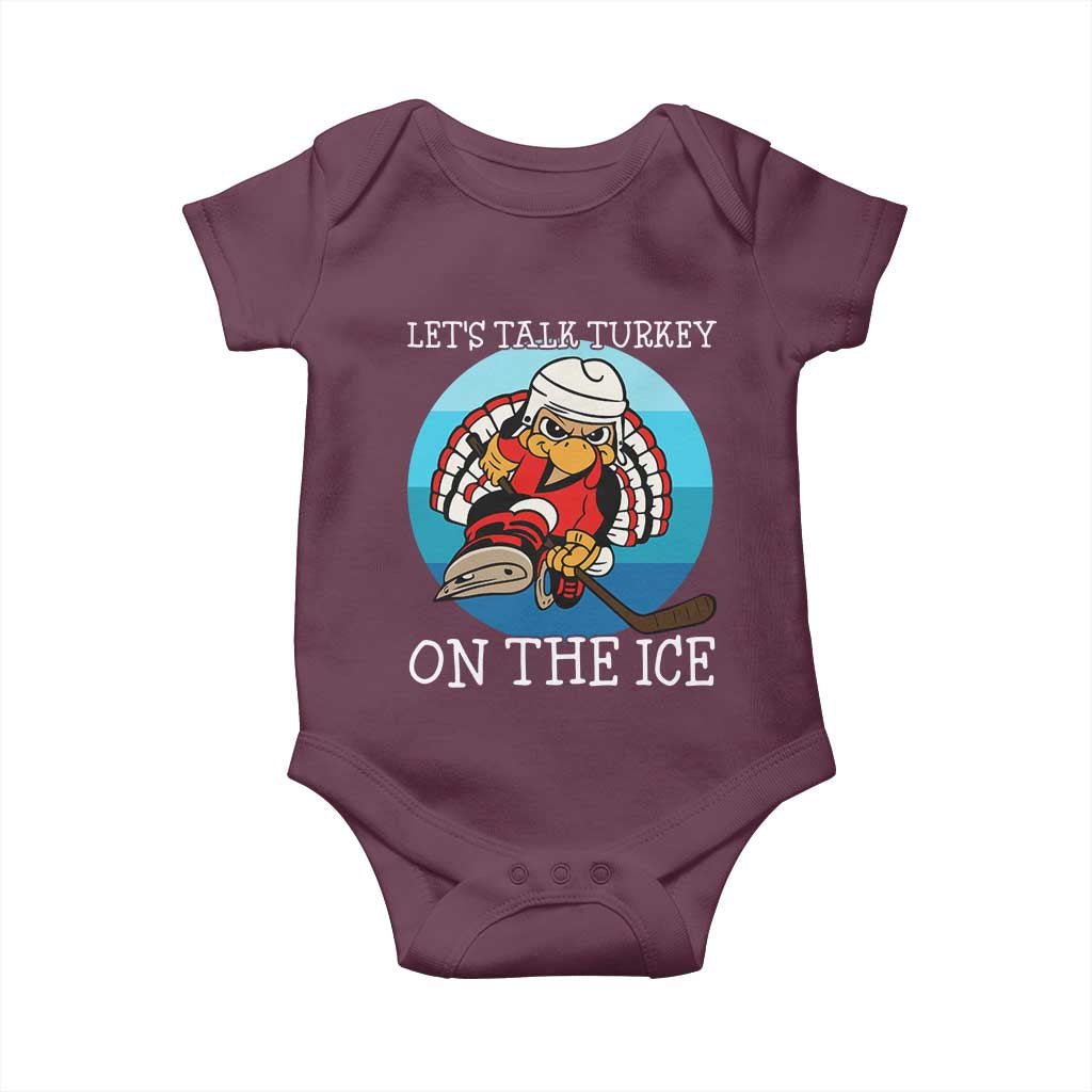 Lets Talk Turkey On The Ice Baby Onesie Retro Ocean Blue Ice Hockey Gift TS12 Maroon Print Your Wear