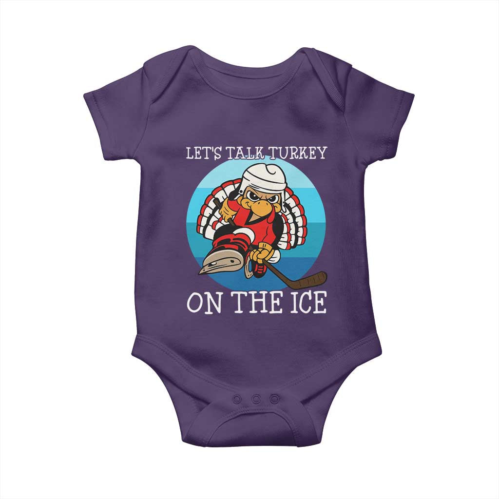 Lets Talk Turkey On The Ice Baby Onesie Retro Ocean Blue Ice Hockey Gift TS12 Purple Print Your Wear