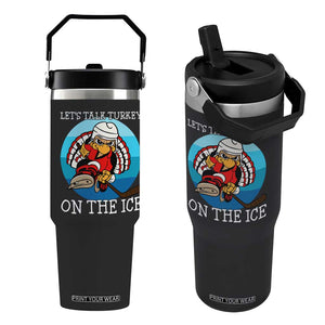 Lets Talk Turkey On The Ice Flip Straw Tumbler Retro Ocean Blue Ice Hockey Gift TS12 One Size: 30 oz Black Print Your Wear