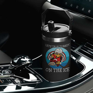 Lets Talk Turkey On The Ice Flip Straw Tumbler Retro Ocean Blue Ice Hockey Gift TS12 Print Your Wear