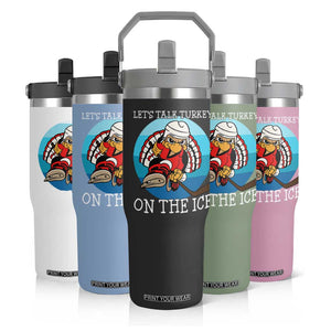 Lets Talk Turkey On The Ice Flip Straw Tumbler Retro Ocean Blue Ice Hockey Gift TS12 Print Your Wear