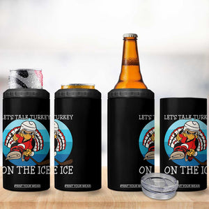 Lets Talk Turkey On The Ice 4 in 1 Can Cooler Tumbler Retro Ocean Blue Ice Hockey Gift TS12 Print Your Wear