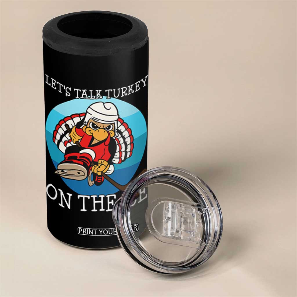 Lets Talk Turkey On The Ice 4 in 1 Can Cooler Tumbler Retro Ocean Blue Ice Hockey Gift TS12 Print Your Wear