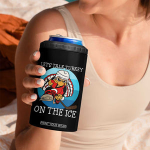 Lets Talk Turkey On The Ice 4 in 1 Can Cooler Tumbler Retro Ocean Blue Ice Hockey Gift TS12 Print Your Wear