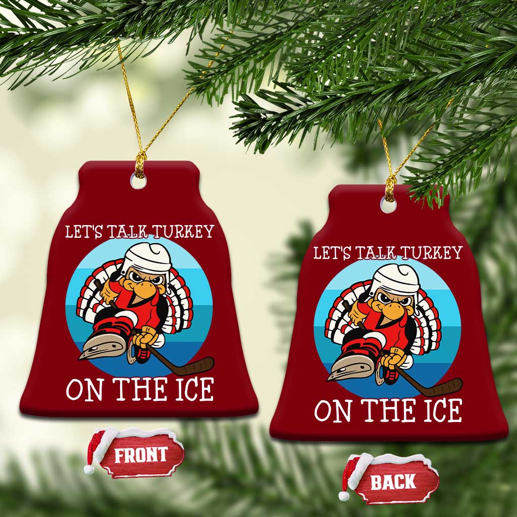 Lets Talk Turkey On The Ice Ceramic Ornament Retro Ocean Blue Ice Hockey Gift TS12 Print Your Wear