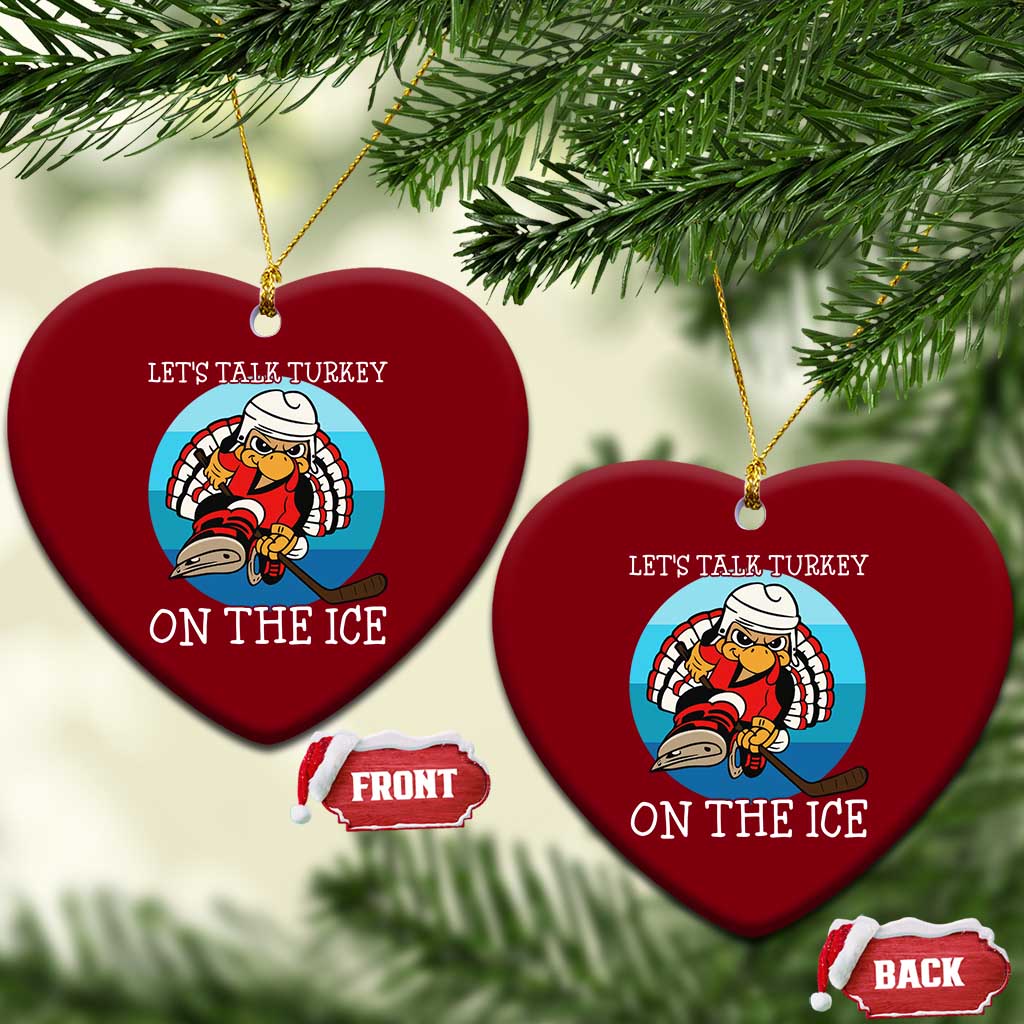 Lets Talk Turkey On The Ice Ceramic Ornament Retro Ocean Blue Ice Hockey Gift TS12 Print Your Wear