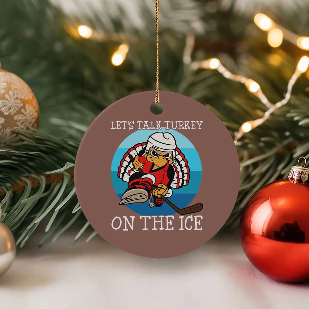 Lets Talk Turkey On The Ice Ceramic Ornament Retro Ocean Blue Ice Hockey Gift TS12 1pc Mocha Print Your Wear