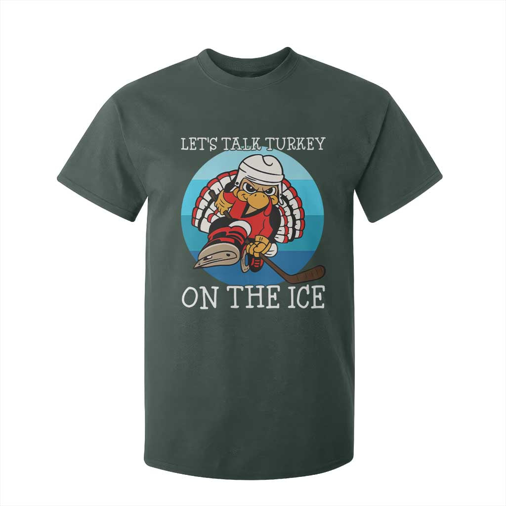 Lets Talk Turkey On The Ice T Shirt For Kid Retro Ocean Blue Ice Hockey Gift TS12 Dark Forest Green Print Your Wear