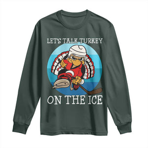 Lets Talk Turkey On The Ice Long Sleeve Shirt Retro Ocean Blue Ice Hockey Gift TS12 Dark Forest Green Print Your Wear