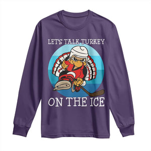 Lets Talk Turkey On The Ice Long Sleeve Shirt Retro Ocean Blue Ice Hockey Gift TS12 Purple Print Your Wear
