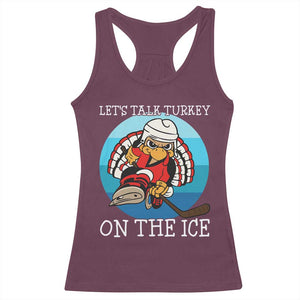 Lets Talk Turkey On The Ice Racerback Tank Top Retro Ocean Blue Ice Hockey Gift TS12 Maroon Print Your Wear