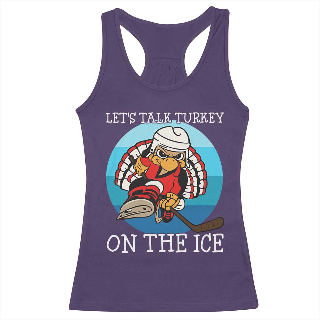 Lets Talk Turkey On The Ice Racerback Tank Top Retro Ocean Blue Ice Hockey Gift TS12 Purple Print Your Wear