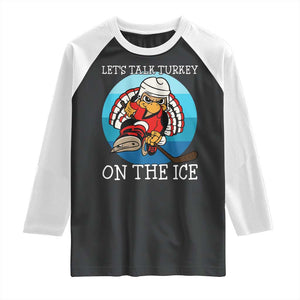 Lets Talk Turkey On The Ice Raglan Shirt Retro Ocean Blue Ice Hockey Gift TS12 Black White Print Your Wear