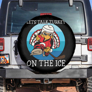 Lets Talk Turkey On The Ice Spare Tire Cover Retro Ocean Blue Ice Hockey Gift TS12 No hole Black Print Your Wear