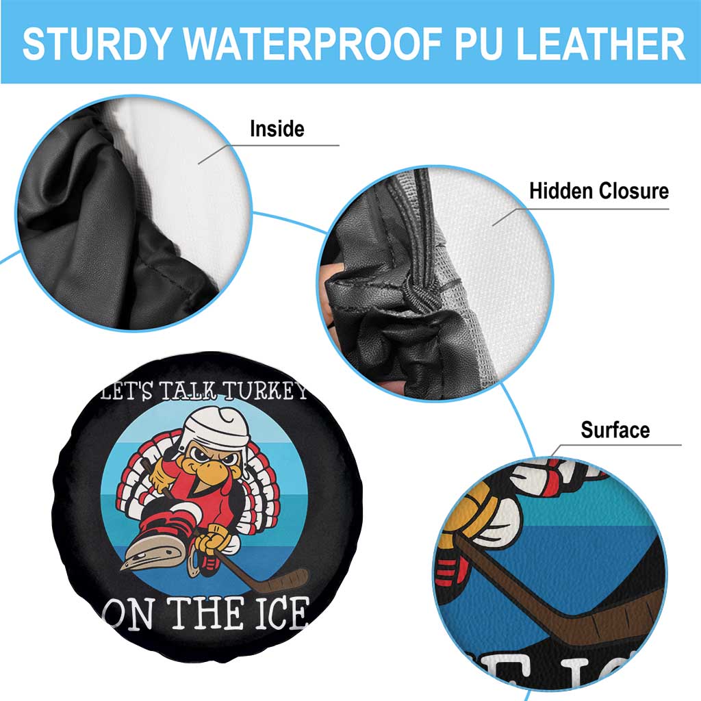 Lets Talk Turkey On The Ice Spare Tire Cover Retro Ocean Blue Ice Hockey Gift - Print Your Wear
