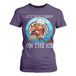 Lets Talk Turkey On The Ice T Shirt For Women Retro Ocean Blue Ice Hockey Gift TS12 Purple Print Your Wear