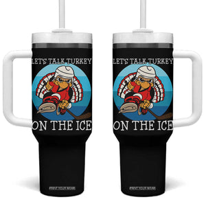 Lets Talk Turkey On The Ice Tumbler With Handle Retro Ocean Blue Ice Hockey Gift TS12 One Size: 40 oz Black Print Your Wear