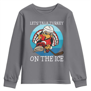 Lets Talk Turkey On The Ice Youth Sweatshirt Retro Ocean Blue Ice Hockey Gift TS12 Charcoal Print Your Wear