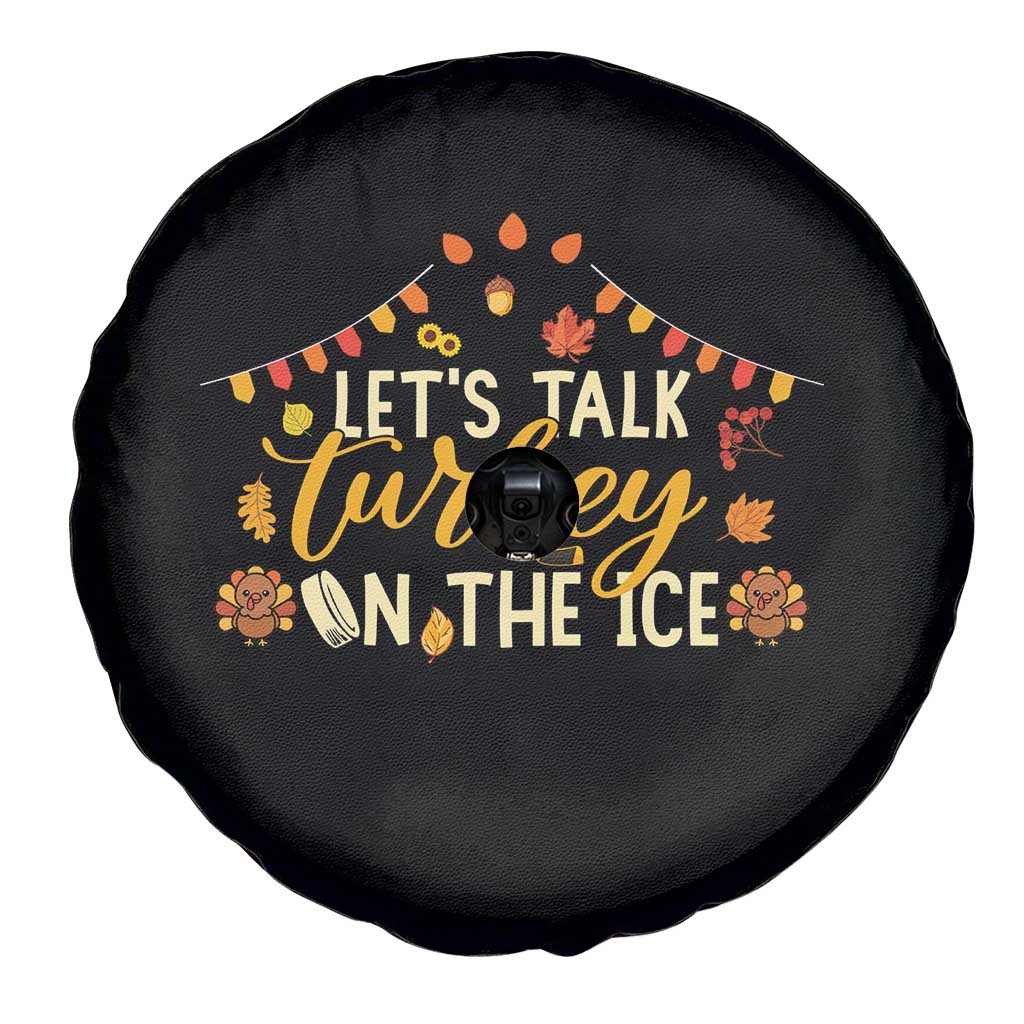Funny Thanksgiving Ice Hockey Gift Spare Tire Cover Lets Talk Turkey On The Ice - Print Your Wear