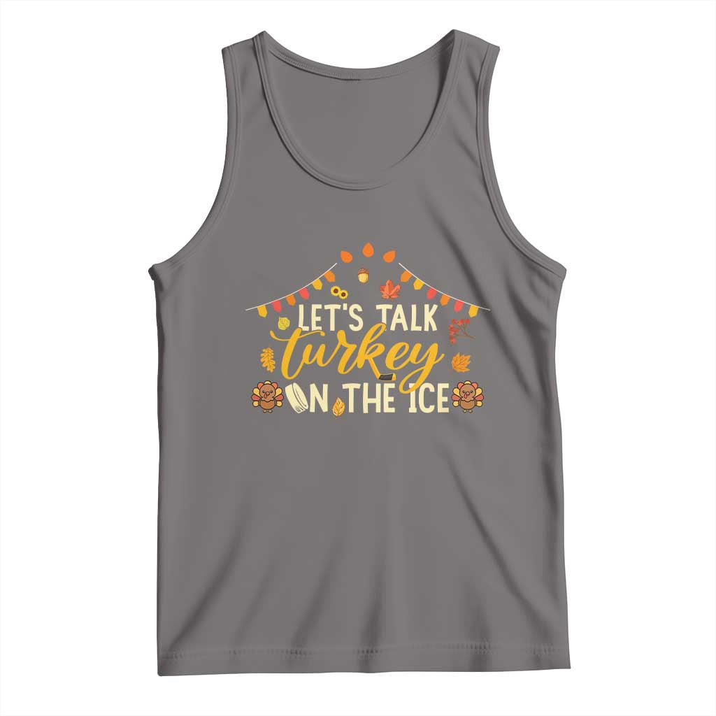 Funny Thanksgiving Ice Hockey Gift Tank Top Lets Talk Turkey On The Ice TS12 Deep Heather Print Your Wear