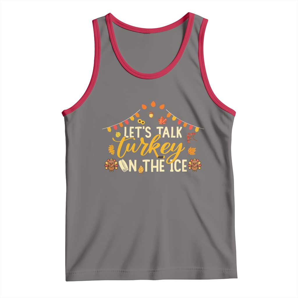 Funny Thanksgiving Ice Hockey Gift Tank Top Lets Talk Turkey On The Ice TS12 Deep Heather Red Print Your Wear