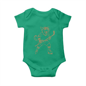 Vintage Cat Playing Hockey Baby Onesie Kitten Lover Player Gift TS12 Irish Green Print Your Wear