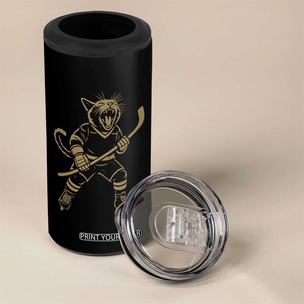 Vintage Cat Playing Hockey 4 in 1 Can Cooler Tumbler Kitten Lover Player Gift TS12 Print Your Wear
