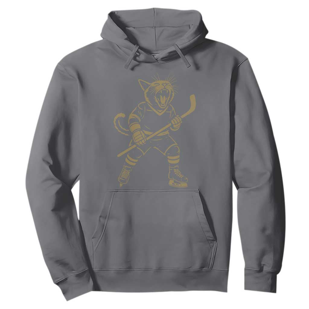 Vintage Cat Playing Hockey Hoodie Kitten Lover Player Gift TS12 Charcoal Print Your Wear
