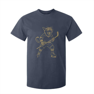 Vintage Cat Playing Hockey T Shirt For Kid Kitten Lover Player Gift TS12 Navy Print Your Wear