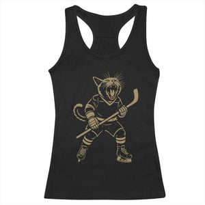 Vintage Cat Playing Hockey Racerback Tank Top Kitten Lover Player Gift TS12 Black Print Your Wear