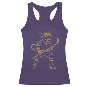 Vintage Cat Playing Hockey Racerback Tank Top Kitten Lover Player Gift TS12 Purple Print Your Wear