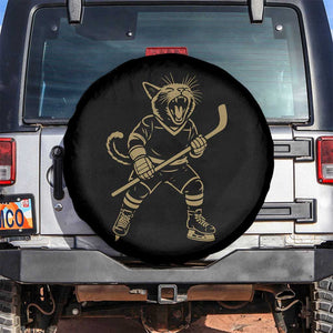 Vintage Cat Playing Hockey Spare Tire Cover Kitten Lover Player Gift TS12 No hole Black Print Your Wear