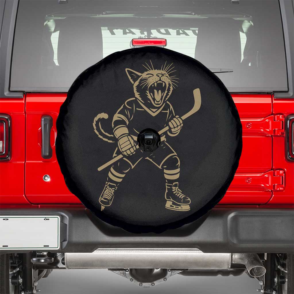 Vintage Cat Playing Hockey Spare Tire Cover Kitten Lover Player Gift TS12 Black Print Your Wear