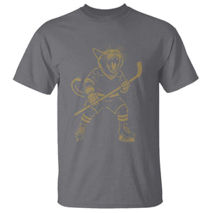 Vintage Cat Playing Hockey T Shirt Kitten Lover Player Gift TS12 Charcoal Print Your Wear