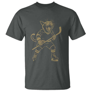 Vintage Cat Playing Hockey T Shirt Kitten Lover Player Gift TS12 Dark Heather Print Your Wear