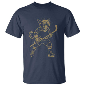 Vintage Cat Playing Hockey T Shirt Kitten Lover Player Gift TS12 Navy Print Your Wear