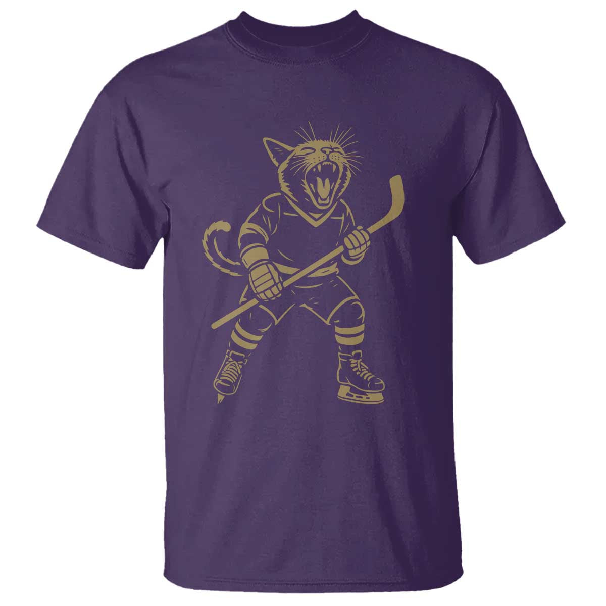 Vintage Cat Playing Hockey T Shirt Kitten Lover Player Gift TS12 Purple Print Your Wear