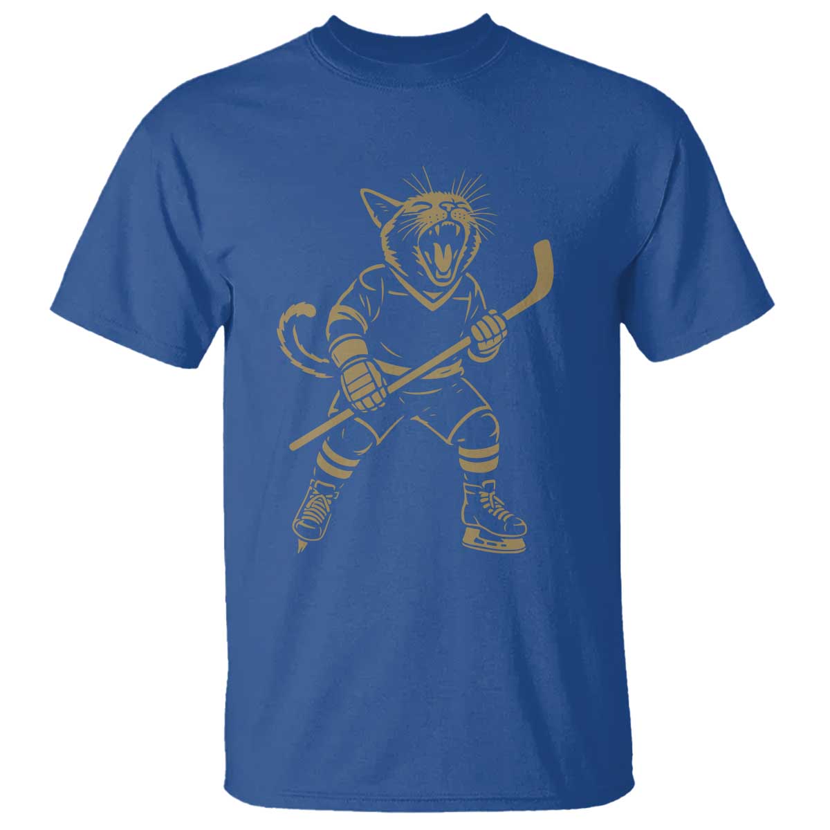 Vintage Cat Playing Hockey T Shirt Kitten Lover Player Gift TS12 Royal Blue Print Your Wear