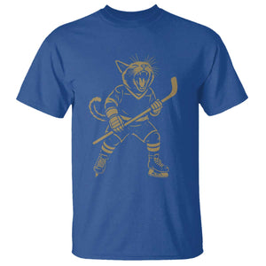 Vintage Cat Playing Hockey T Shirt Kitten Lover Player Gift TS12 Royal Blue Print Your Wear
