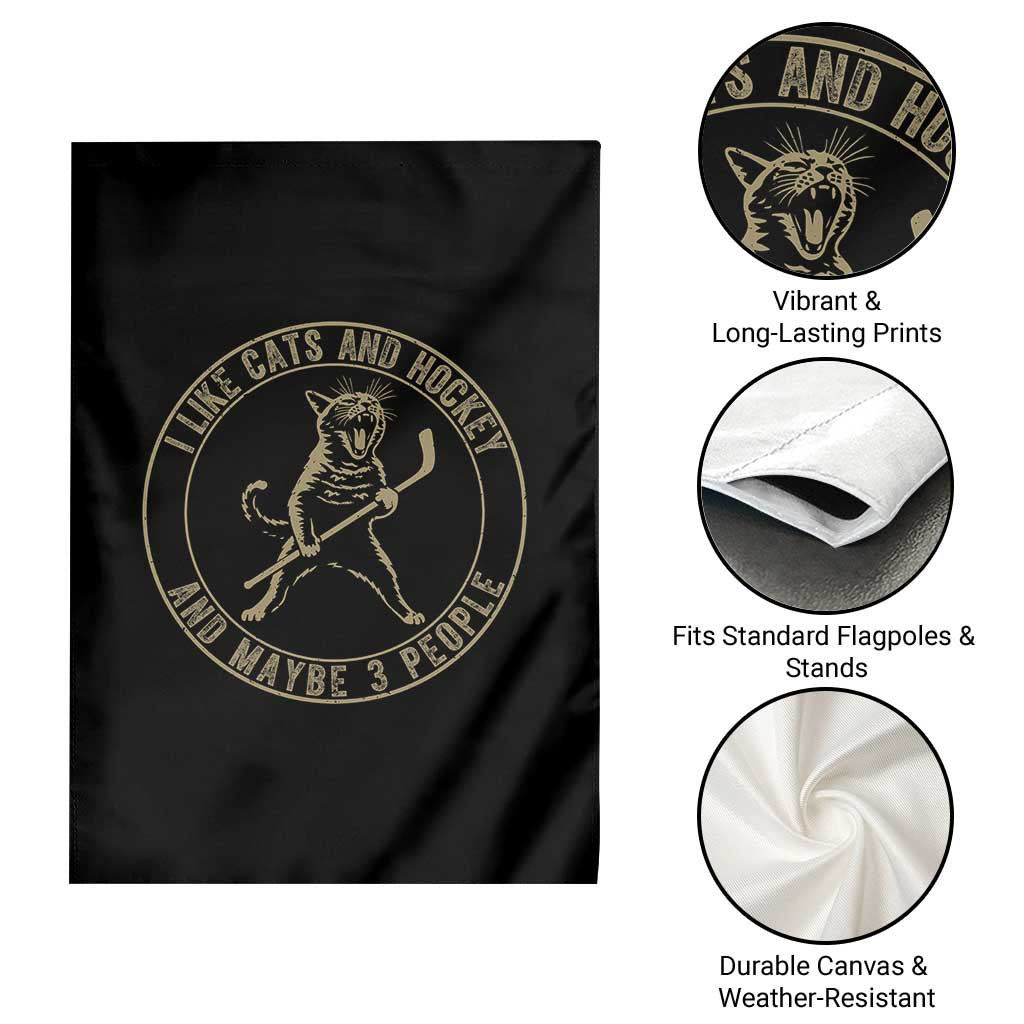 Vintage I Like Cats And Hockey And Maybe Three People Funny Gift Garden Flag TS12 Print Your Wear