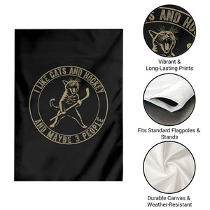 Vintage I Like Cats And Hockey And Maybe Three People Funny Gift Garden Flag TS12 Print Your Wear