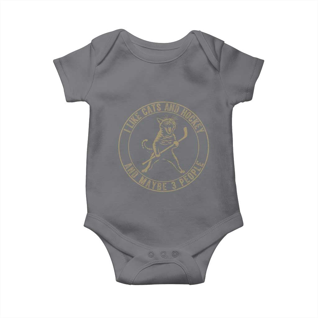 Vintage I Like Cats And Hockey And Maybe Three People Funny Gift Baby Onesie TS12 Charcoal Print Your Wear