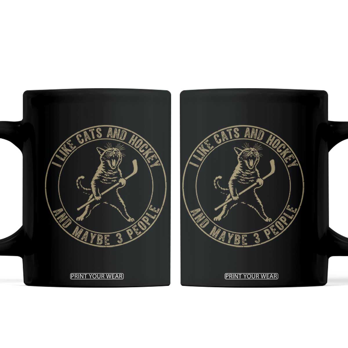 Vintage I Like Cats And Hockey And Maybe Three People Funny Gift Coffee Mug TS12 Black Print Your Wear