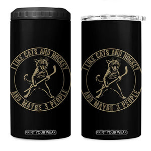 Vintage I Like Cats And Hockey And Maybe Three People Funny Gift 4 in 1 Can Cooler Tumbler TS12 One Size: 16 oz Black Print Your Wear