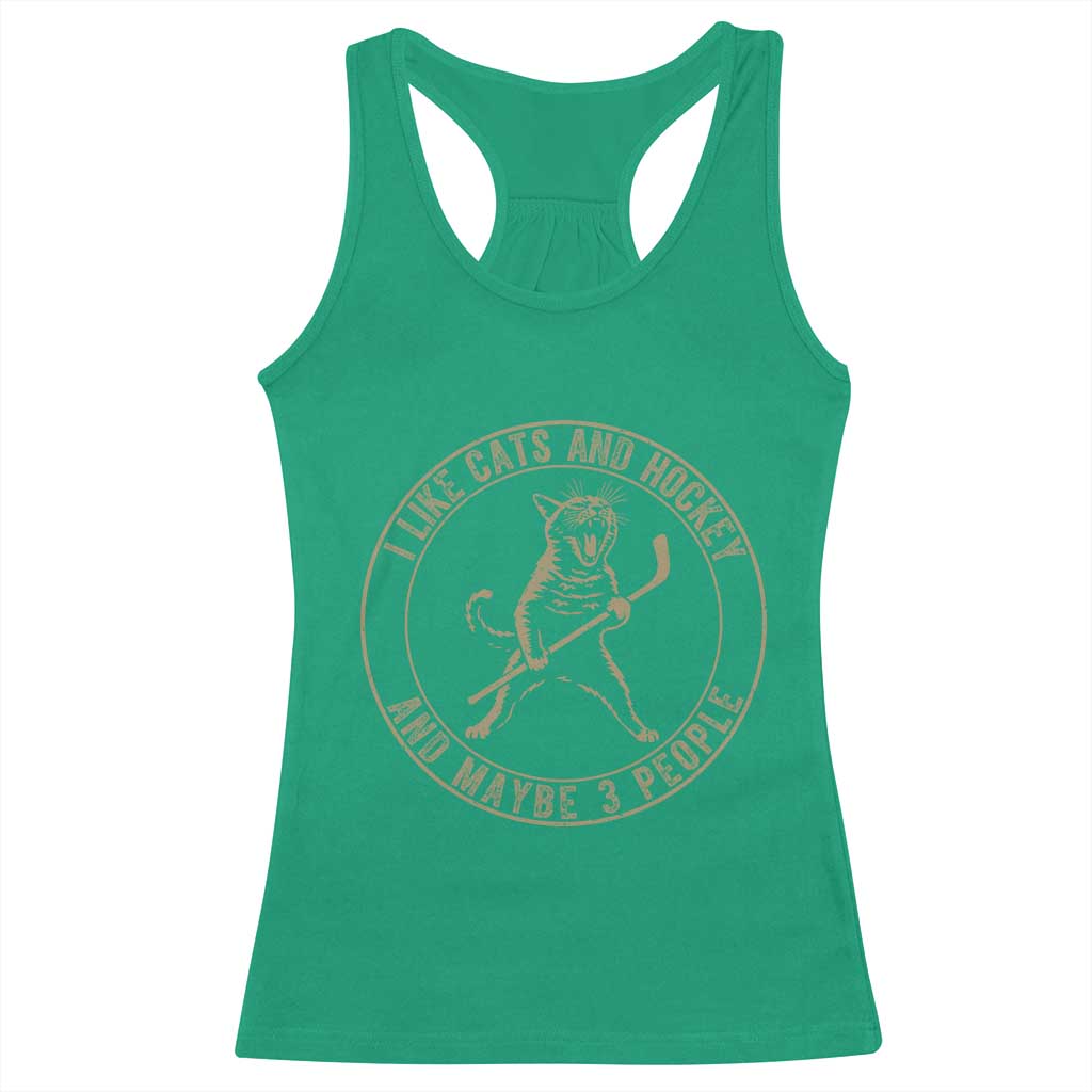 Vintage I Like Cats And Hockey And Maybe Three People Funny Gift Racerback Tank Top TS12 Irish Green Print Your Wear