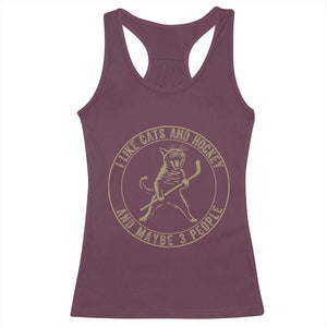 Vintage I Like Cats And Hockey And Maybe Three People Funny Gift Racerback Tank Top TS12 Maroon Print Your Wear