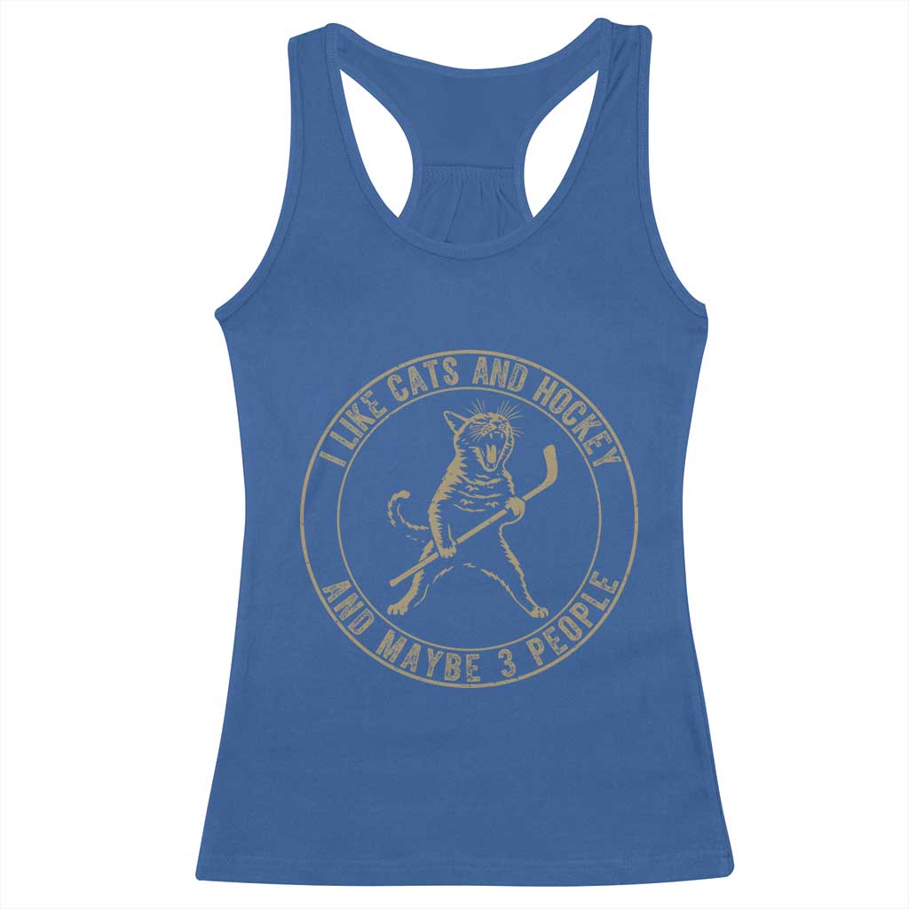 Vintage I Like Cats And Hockey And Maybe Three People Funny Gift Racerback Tank Top TS12 Royal Blue Print Your Wear