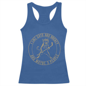 Vintage I Like Cats And Hockey And Maybe Three People Funny Gift Racerback Tank Top TS12 Royal Blue Print Your Wear