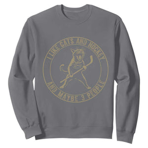 Vintage I Like Cats And Hockey And Maybe Three People Funny Gift Sweatshirt TS12 Charcoal Print Your Wear