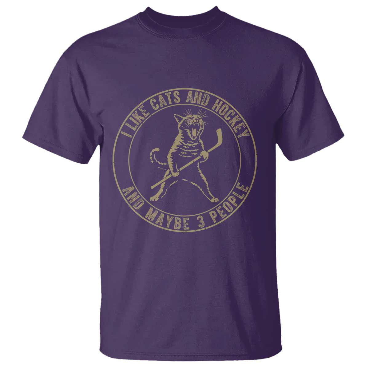 Vintage I Like Cats And Hockey And Maybe Three People Funny Gift T Shirt TS12 Purple Print Your Wear